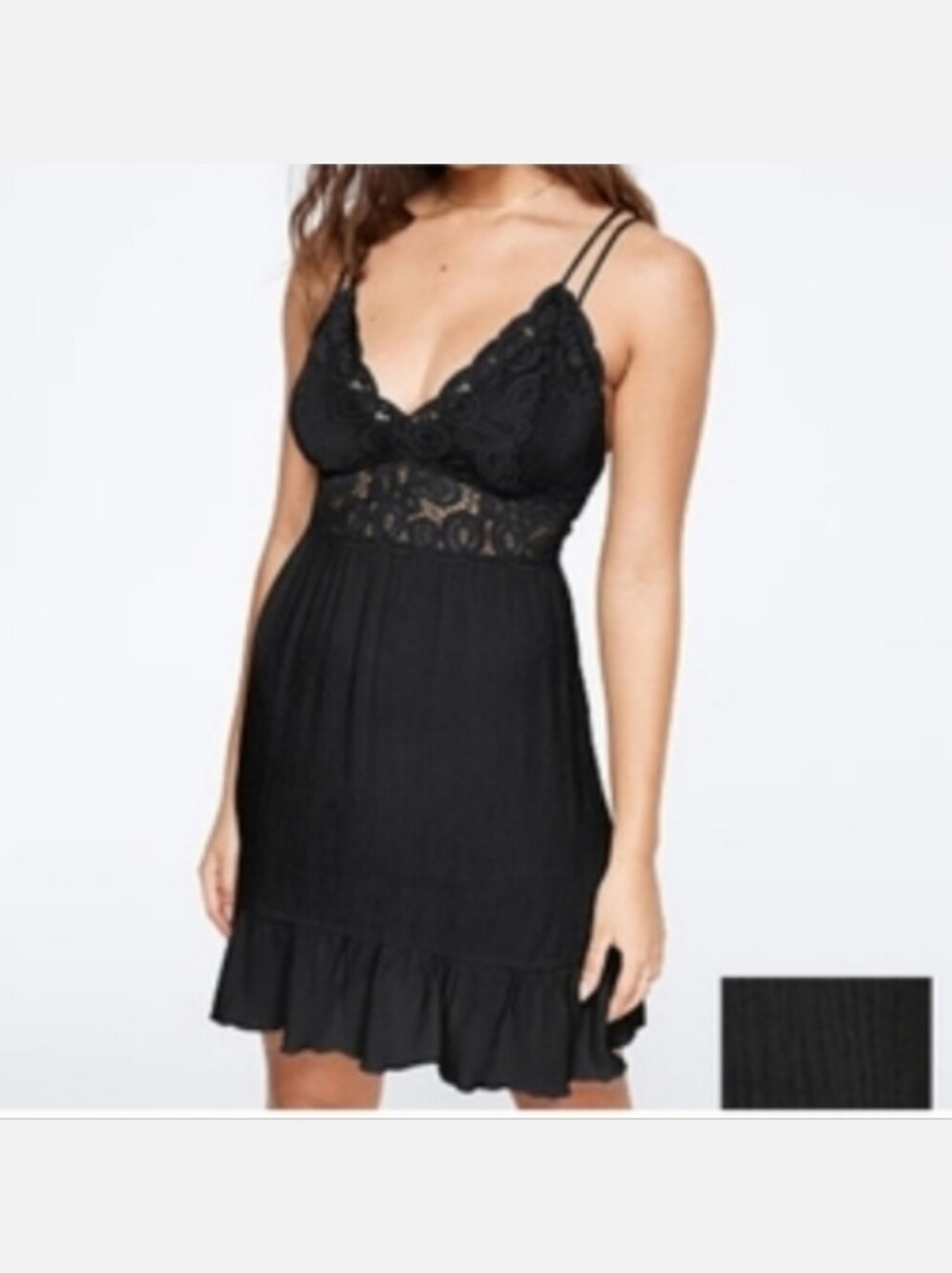 Victoria's secret pink crochet Beach summer lace dress BLACK XSMALL
